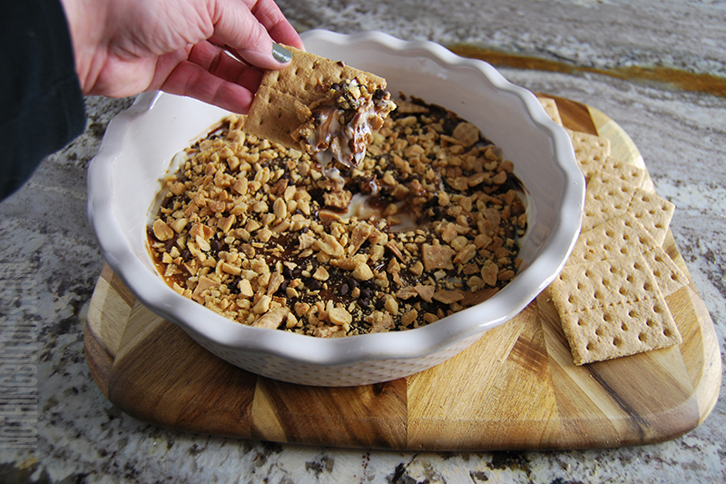 Waffle cone dip being served on a graham cracker 