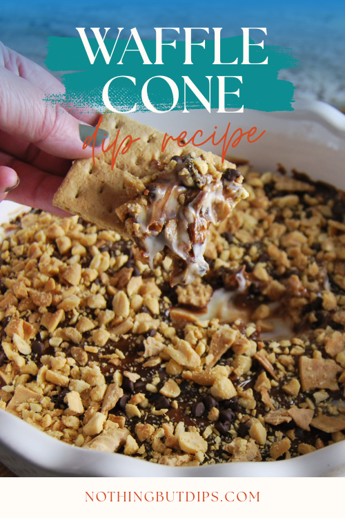 waffle cone dip being served with a graham cracker 