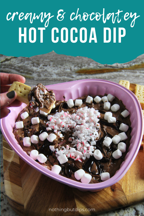 hot cocoa dip being served with shortbread cookies