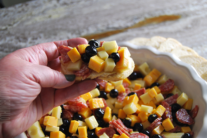 Easy Charcuterie Dip served with crusty bread