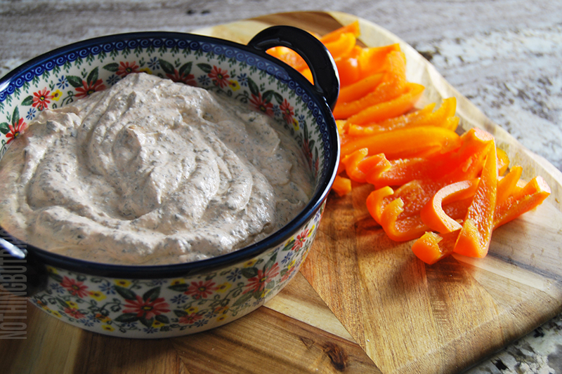 spicy ranch dip served with sweet peppers