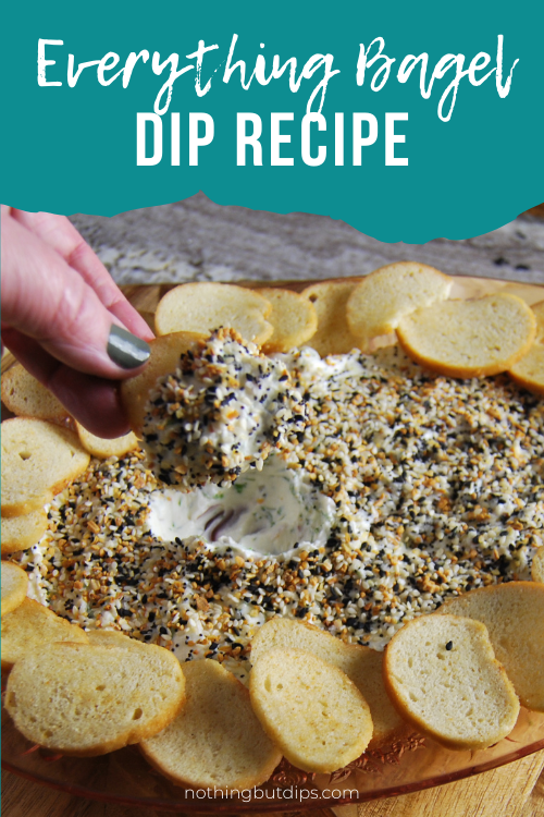 Everything bagel dip served with bagel chips