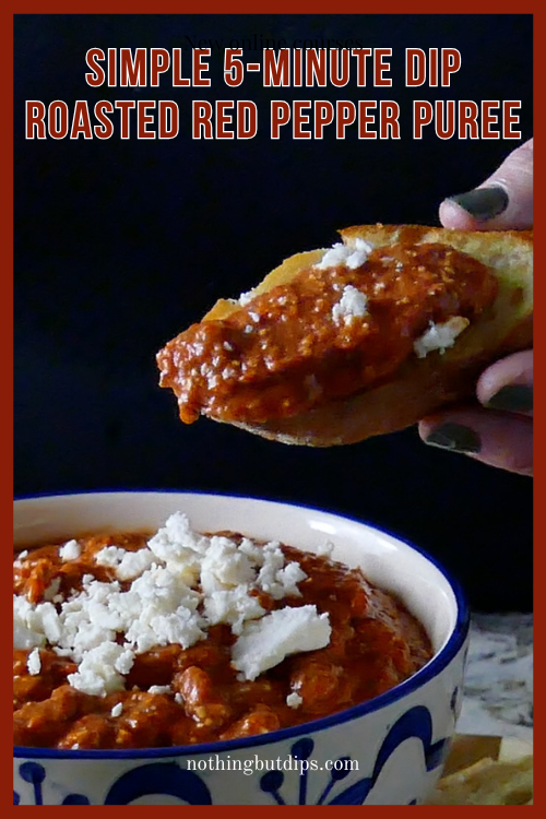 Roasted Red Pepper Dip Whip served with garlic toast