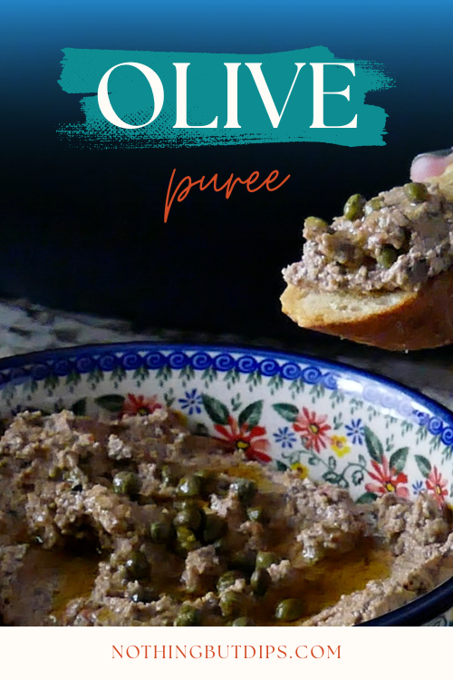 Tuscan olive puree dip served on garlic bread toastie