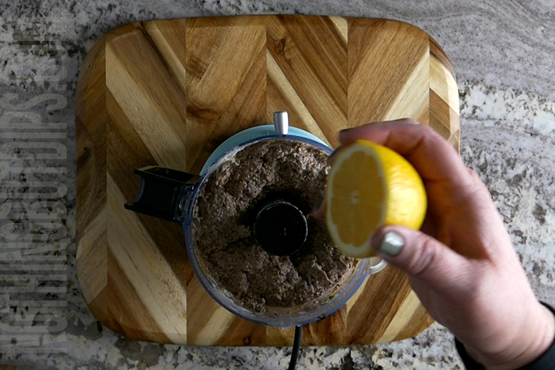 squeeze lemon into the olive puree ingredients