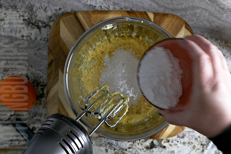 adding powdered to sugar to easy fruit dip