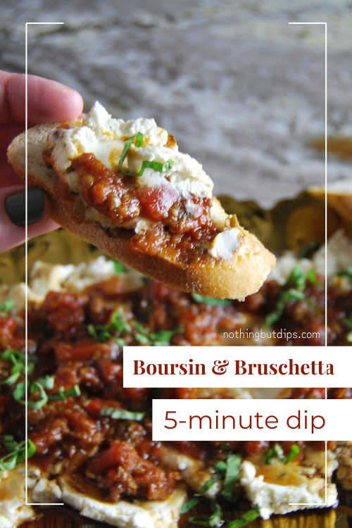 boursin and bruschetta dip served on crusty bread