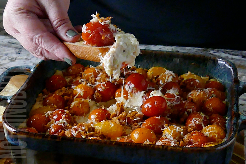 gourmet chicken parmesan dip served with garlic toasties