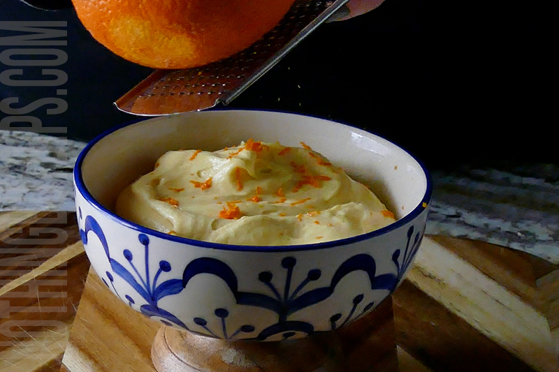 adding orange zest to easy fruit dip