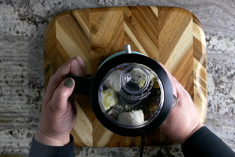 blending ingredients in the food processor