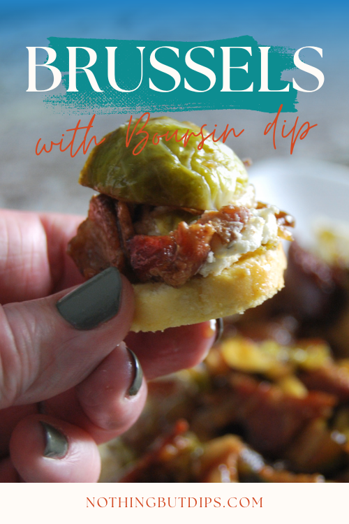 Boursin with brussels and bacon dip served on a toast crisp