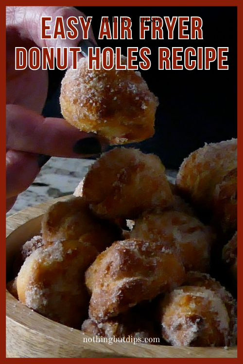easy air fryer donut holes being served in a bowl