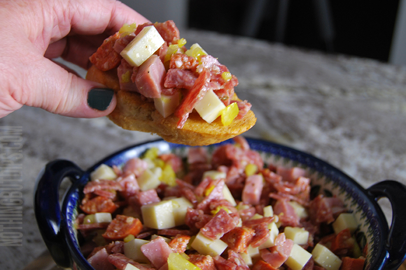 Italian Sub Dip served on garlic toast easy lunch dish