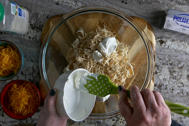 add sour cream to the bbq chicken dip