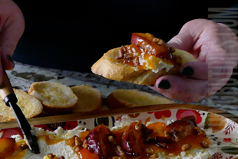Boursin with jam dip served on a garlic toastie