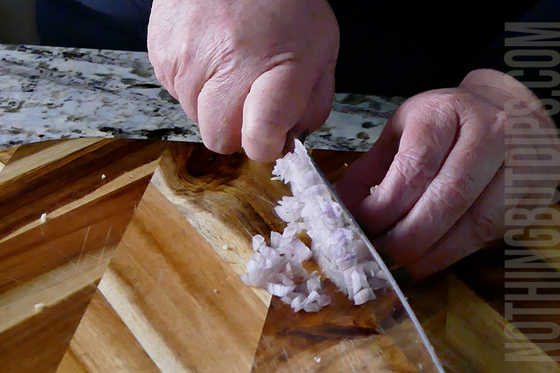 mincing shallots