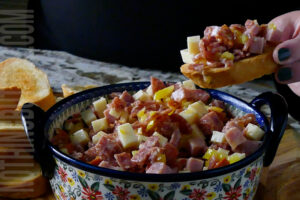 Italian Sub Dip served on garlic toast easy lunch dish