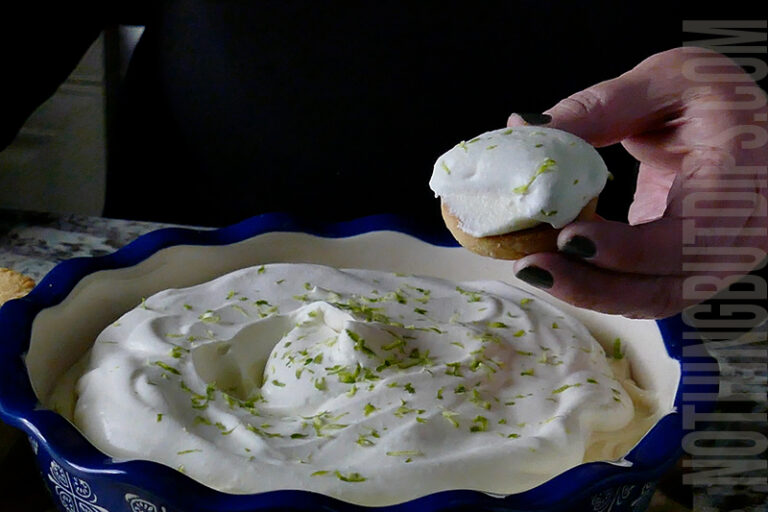 creamy key lime pie dip served on a shortbread cookie