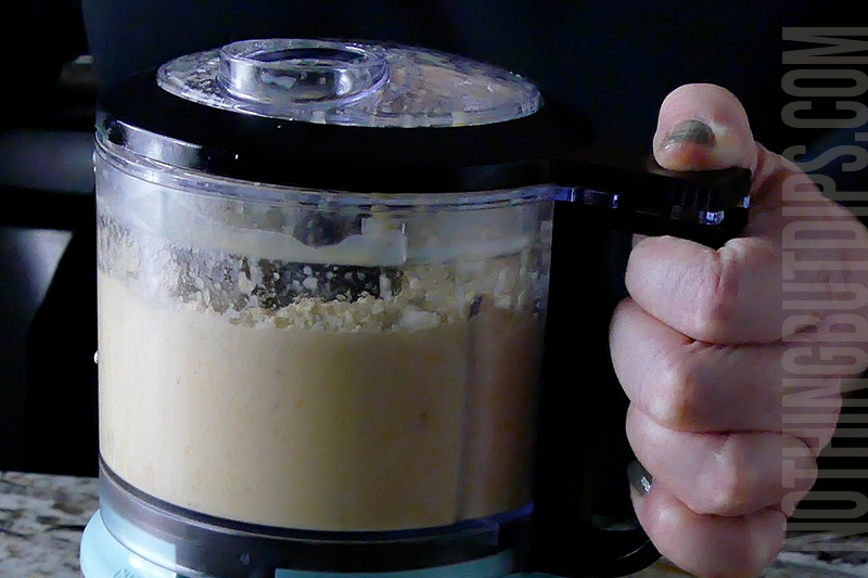 puree the lemon garlic hummus in a mini food processor