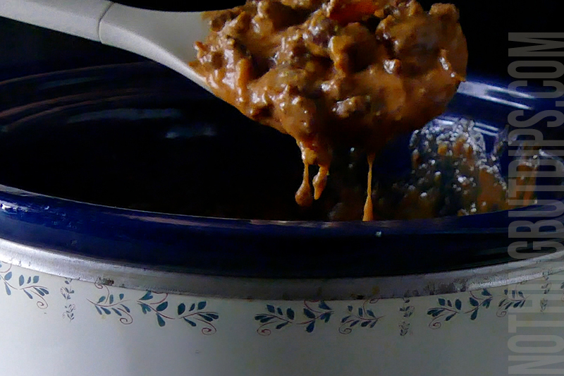 sweet and sour beef and cheese dip (aka put a ring on it cheese dip) stirred with a spoon