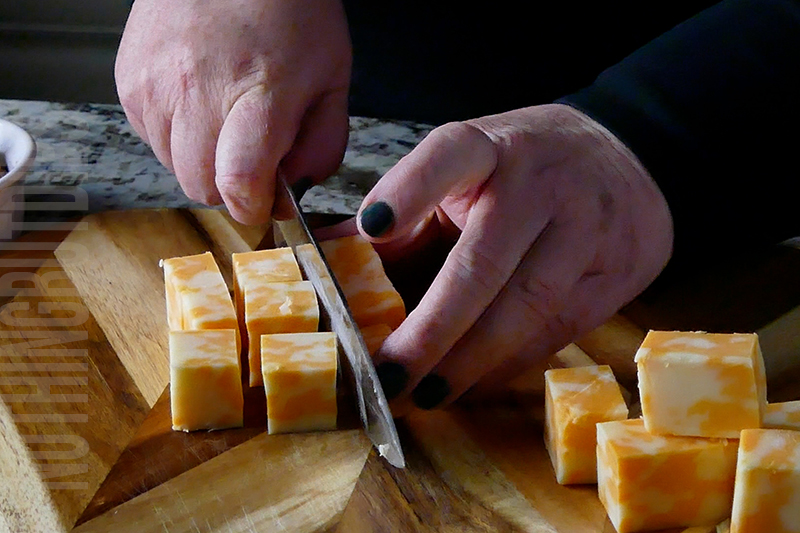 cubing Colby Jack cheese