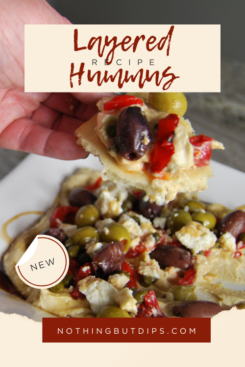 easy 5-minute dip layered hummus served on pita bread