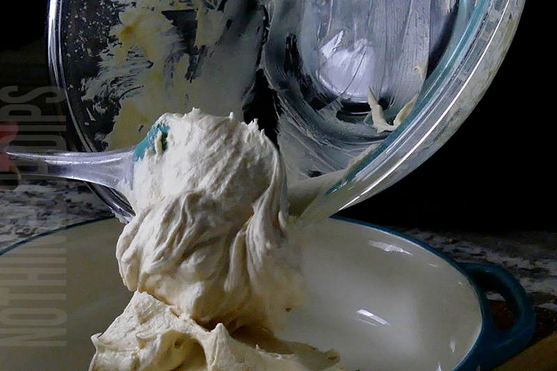 transfer the base for your salted caramel dip from a bowl to a serving dish