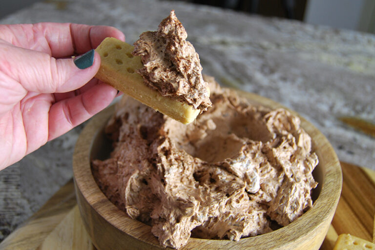 Creamy chocolate espresso dip served with shortbread cookies
