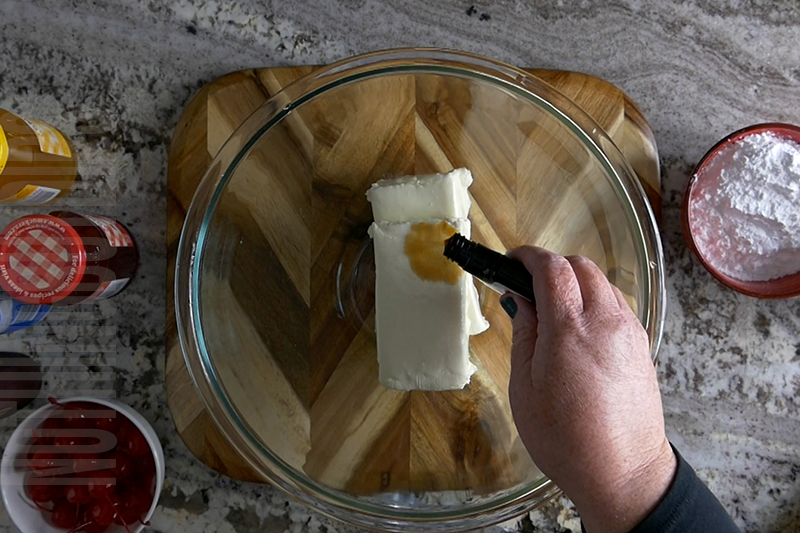 add vanilla extract to the bowl for the banana split dip