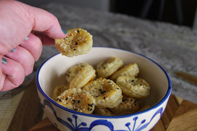 simple puff pastry dippers with everything bagel seasoning