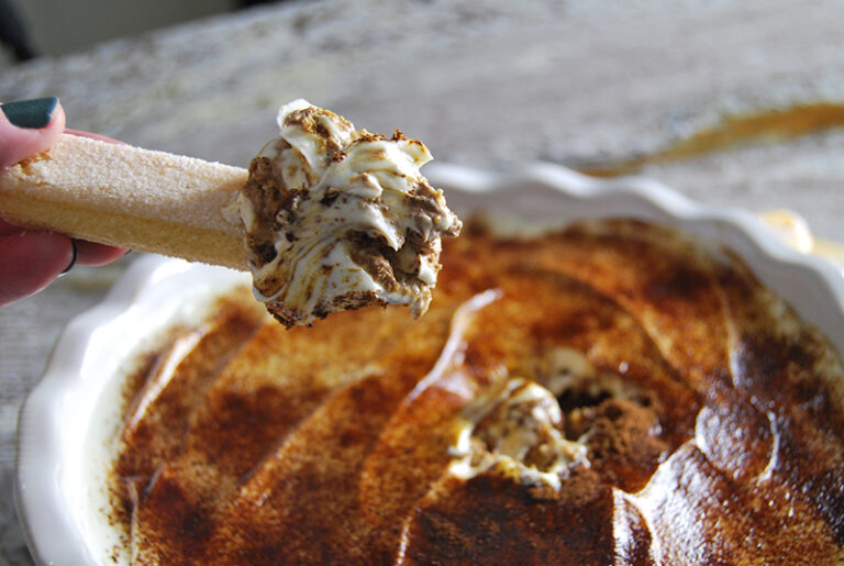 Delicious Creamy Tiramisu dip served with lady finger cookies