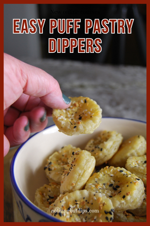 simple puff pastry dippers with everything bagel seasoning