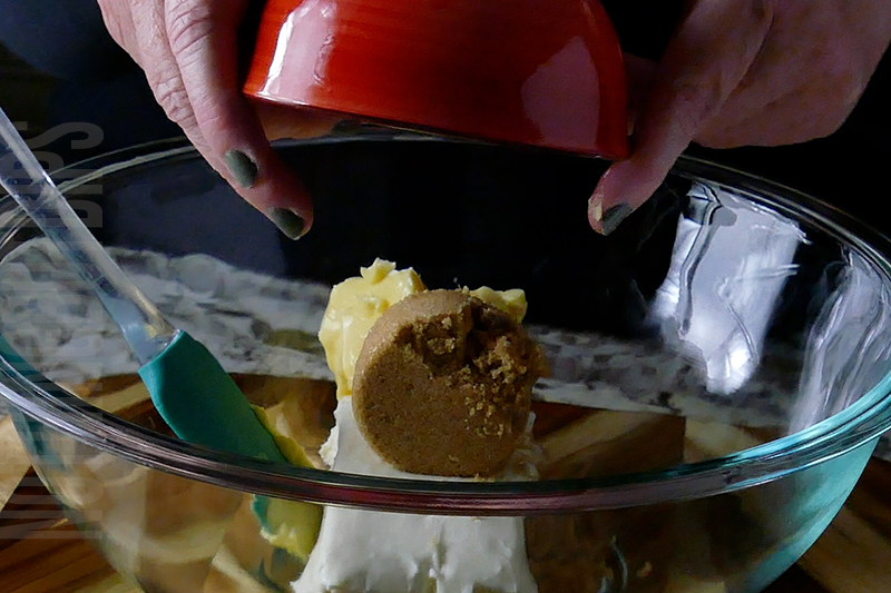 adding brown sugar to the base of the strawberry pretzel salad dip