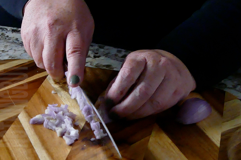 chopping shallots